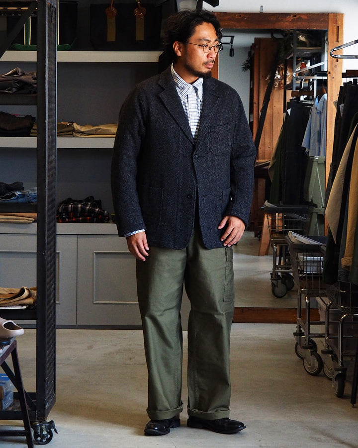 WORKERS ワーカーズ Lounge Jacket, Twisted Herringbone Tweed