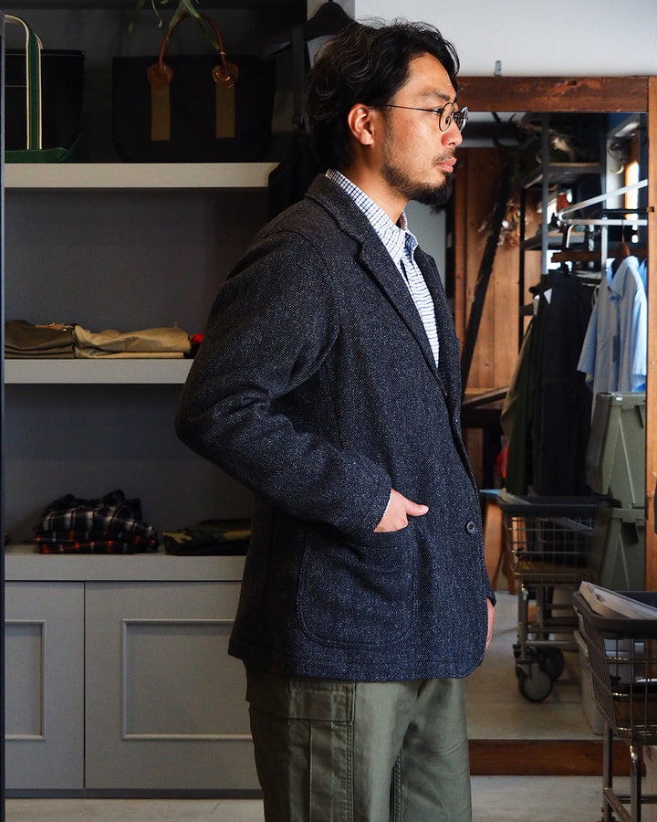 WORKERS ワーカーズ Lounge Jacket, Twisted Herringbone Tweed