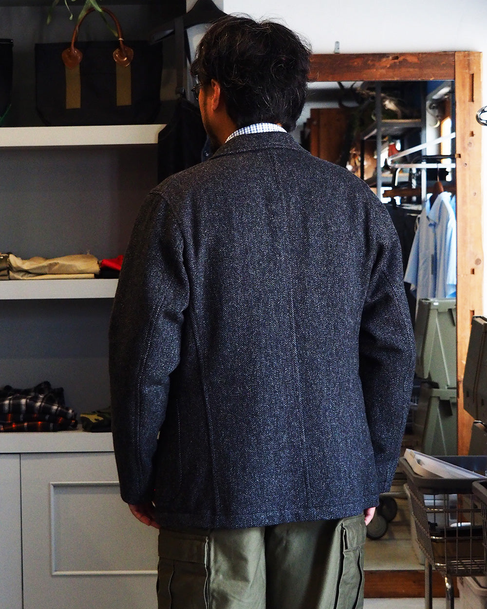WORKERS ワーカーズ Lounge Jacket, Twisted Herringbone Tweed