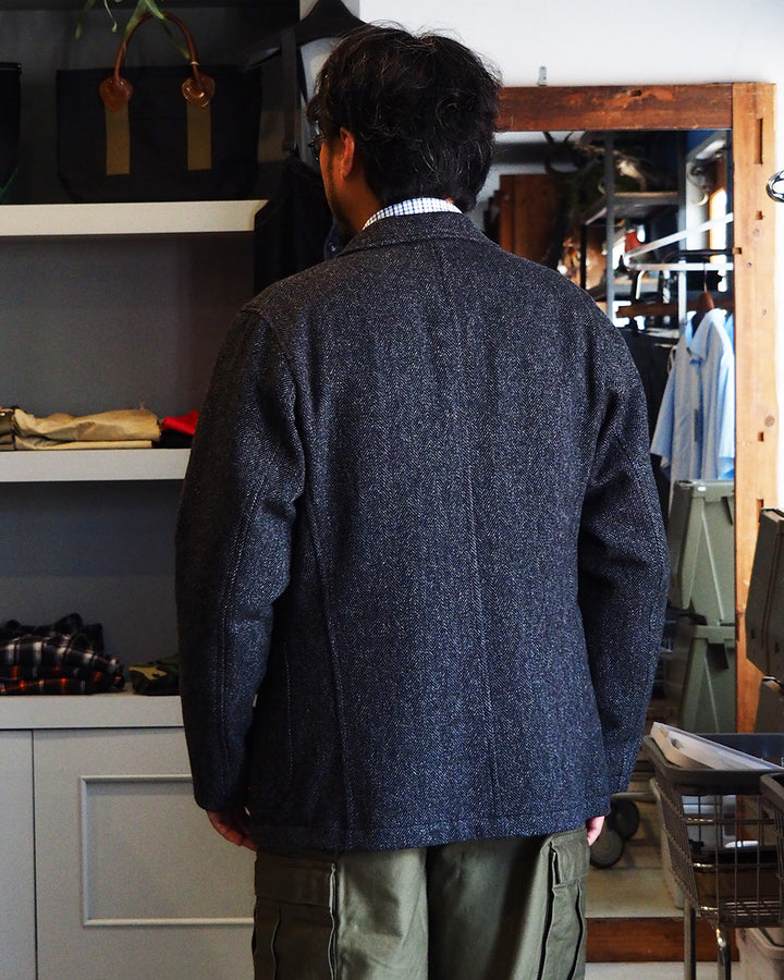 WORKERS ワーカーズ Lounge Jacket, Twisted Herringbone Tweed