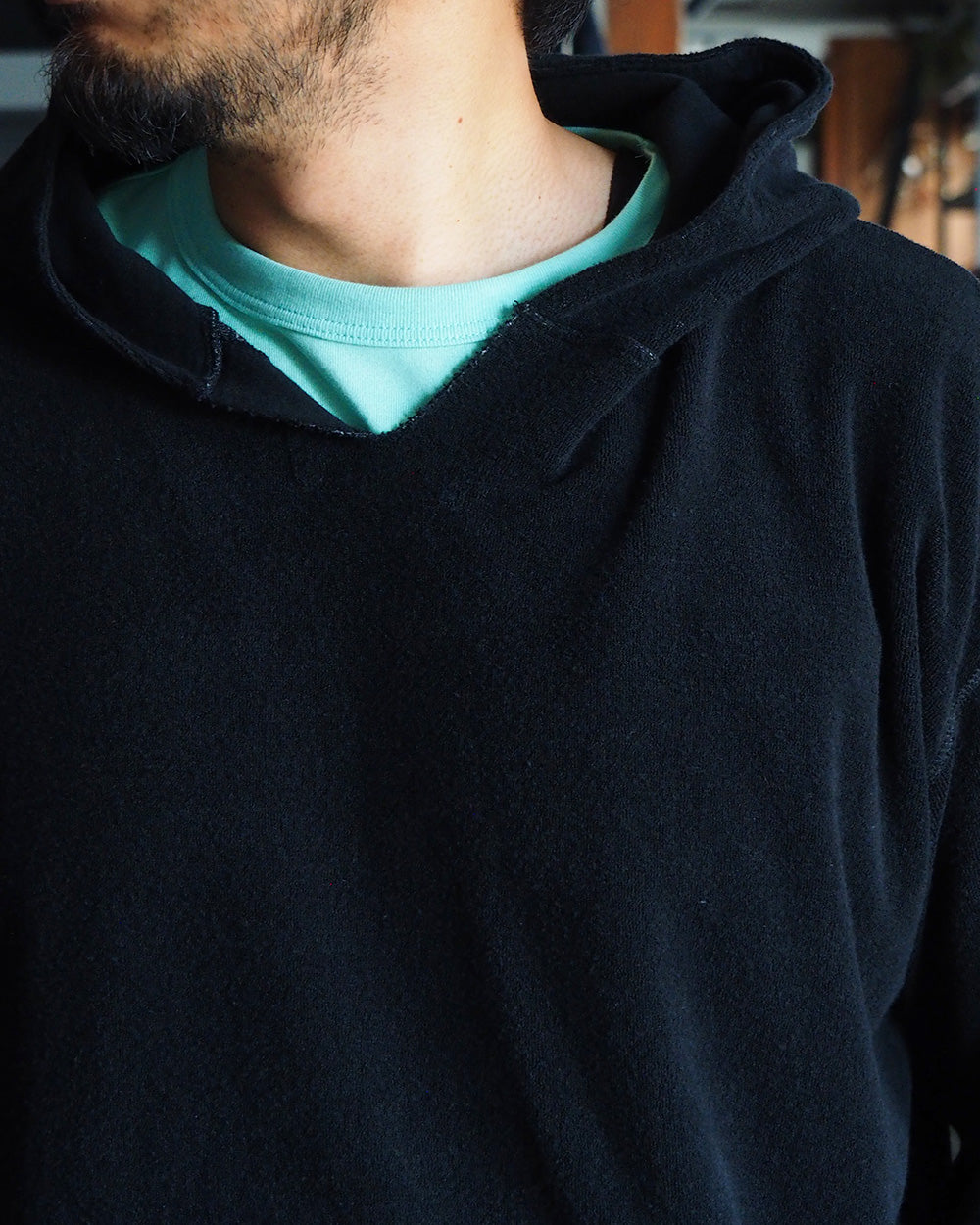 TURN ME ON ターンミーオン Raffi Pile 3/4-Sleeve Skipper Hoodie Black