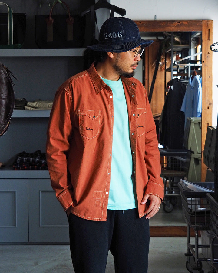 TURN ME ON ターンミーオン Embroidered Western shirt Brick