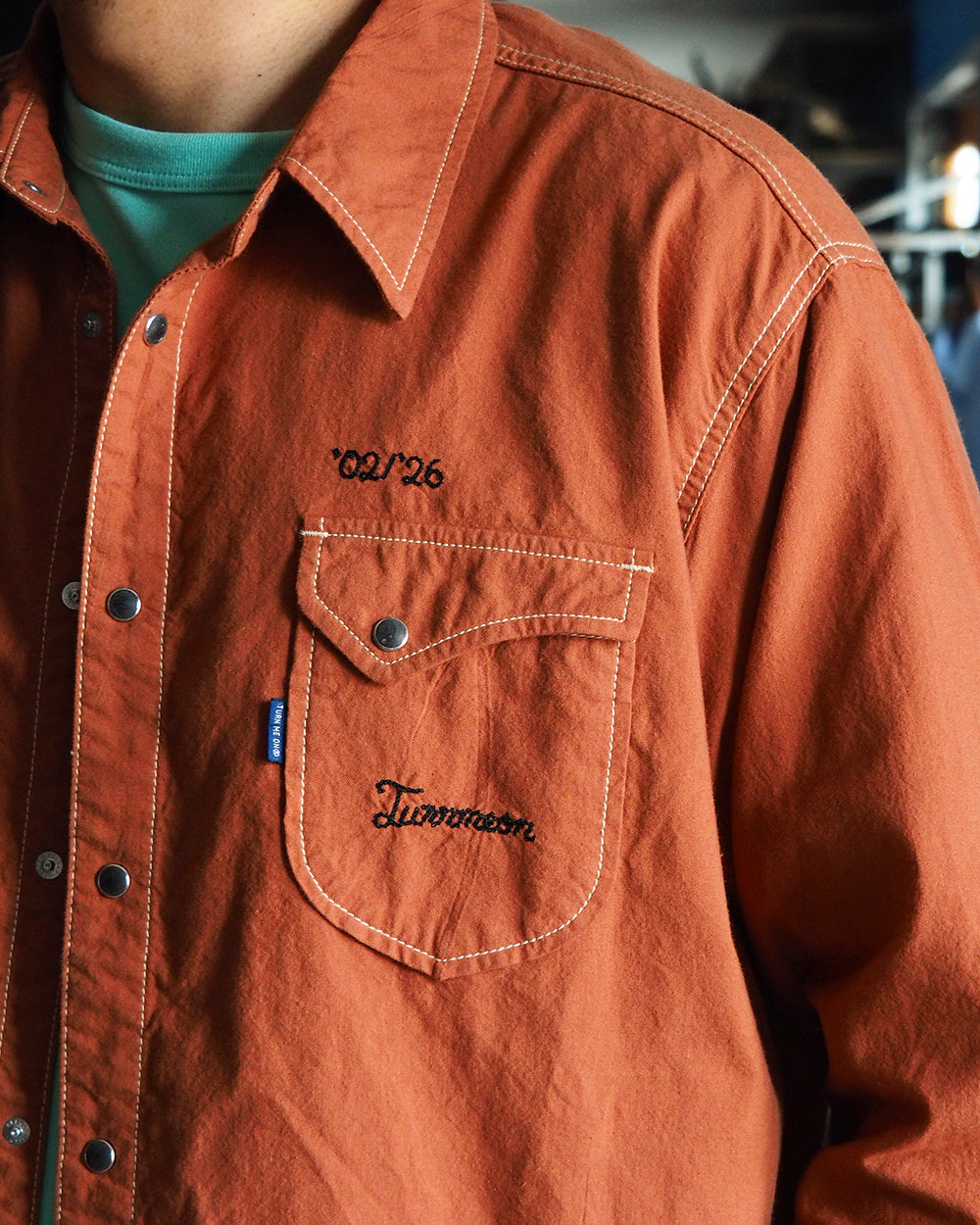 TURN ME ON ターンミーオン Embroidered Western shirt Brick