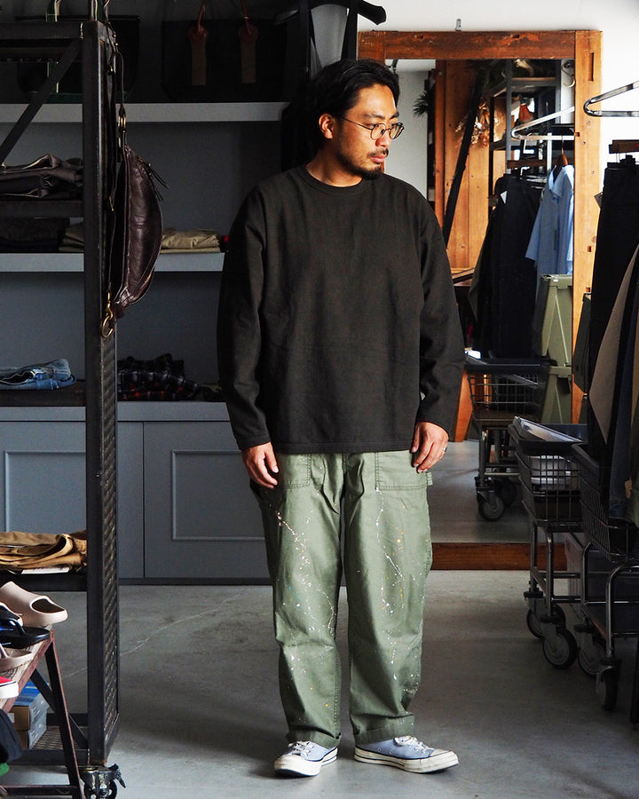 melple×Mr.OLDMAN メイプル The American Ringer Tee, Limited-edition pigment-dyed Black