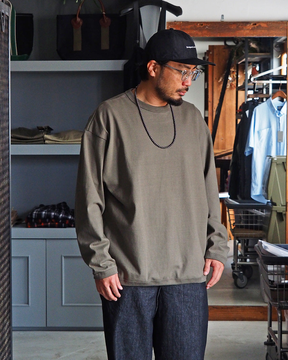 melple メイプル The American Ringer Tee, Khaki