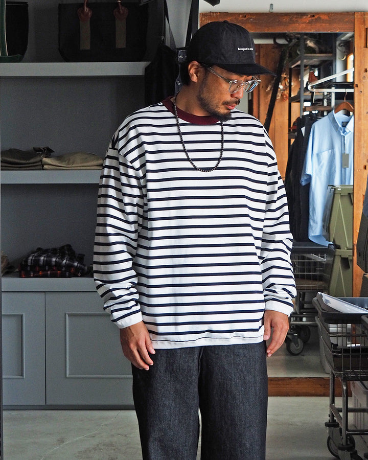 melple メイプル The American Ringer Tee, Wine×Natural Border
