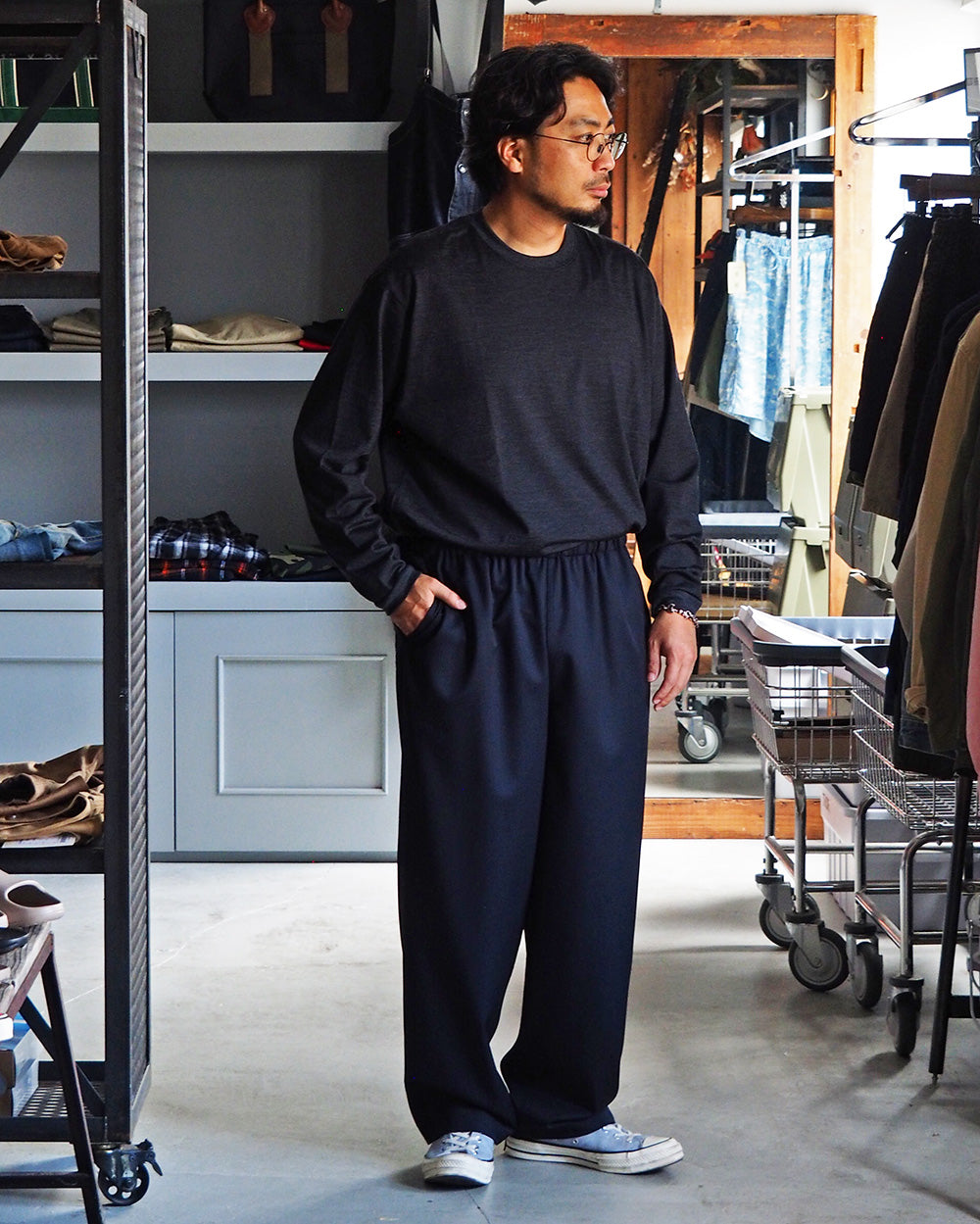 holk ホーク 035 wool l/s tee charcoal