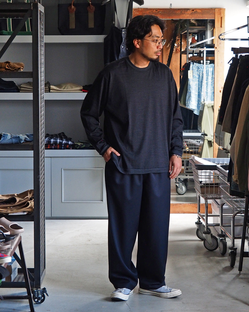 holk ホーク 035 wool l/s tee charcoal