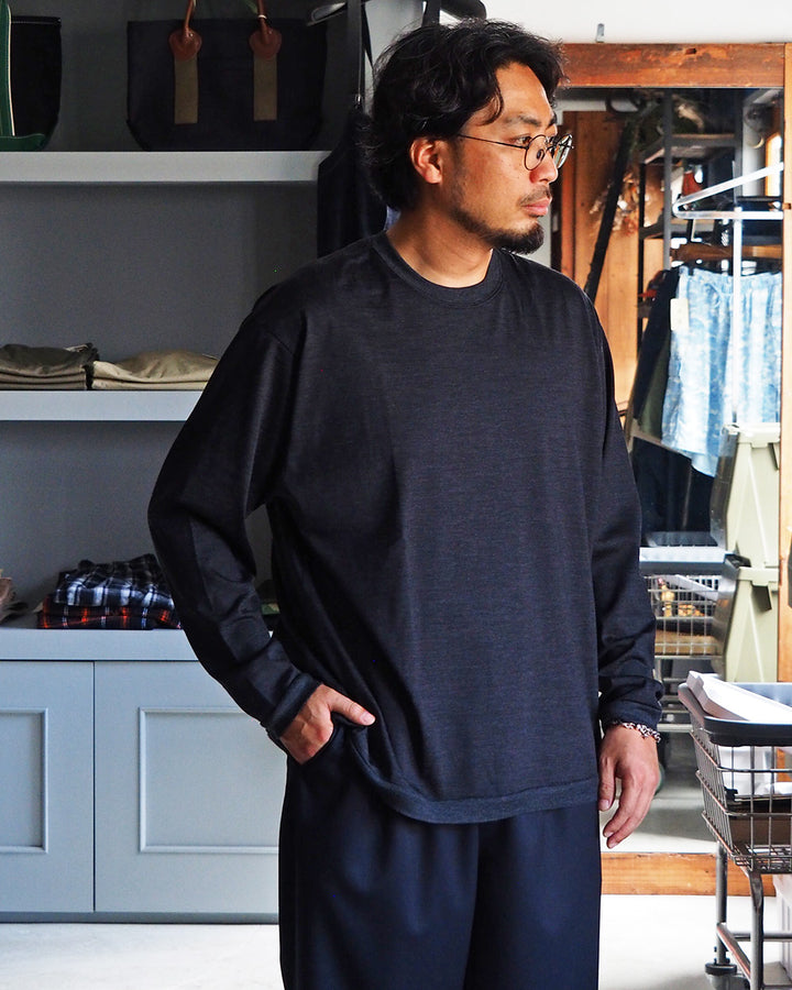 holk ホーク 035 wool l/s tee charcoal