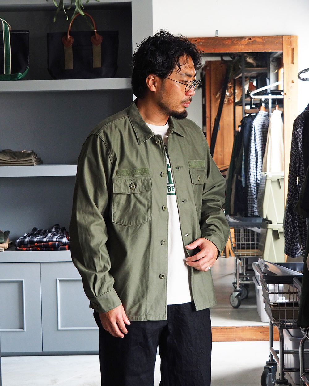 FOB factory エフオービーファクトリー F2469 UTILITY UNIFORM SHIRT Olive