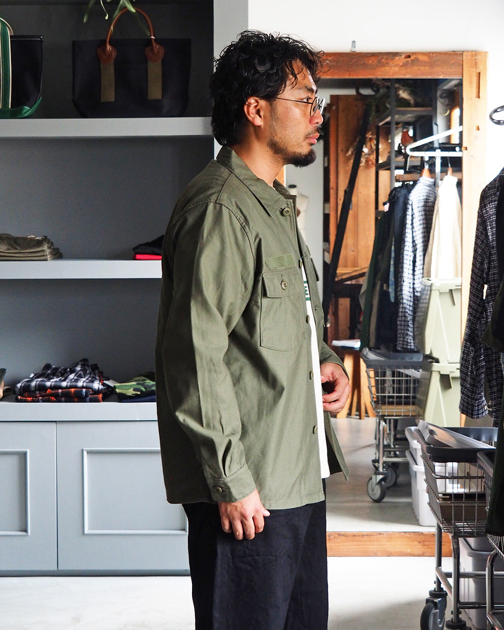 FOB factory エフオービーファクトリー F2469 UTILITY UNIFORM SHIRT Olive