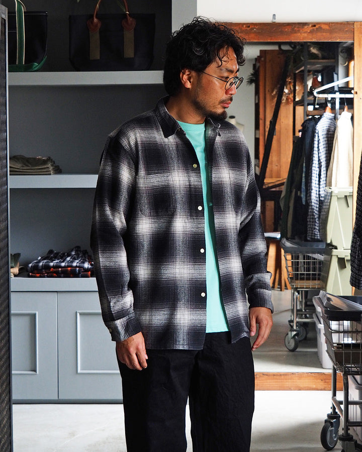 TOWN CRAFT タウンクラフト tc24f018 Flannel Check Loop Collar Shirt Off White