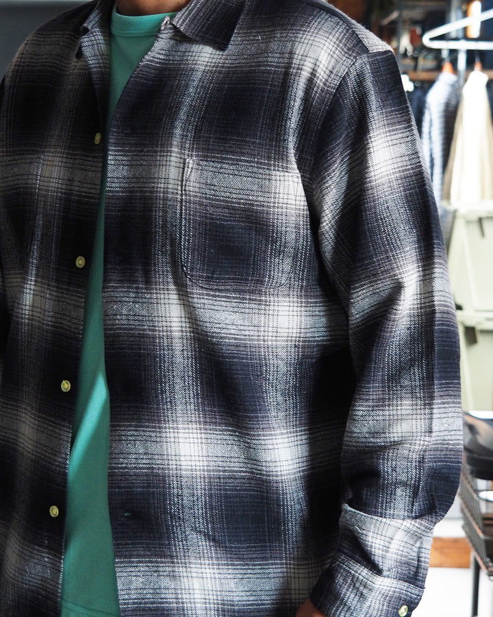 TOWN CRAFT タウンクラフト tc24f018 Flannel Check Loop Collar Shirt Off White