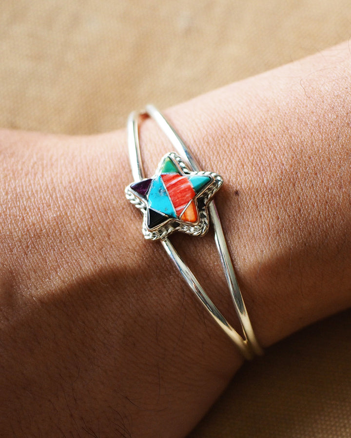 James Maygoats ジェームスメイゴート Navajo Mosaic Inlay Star Bangle B