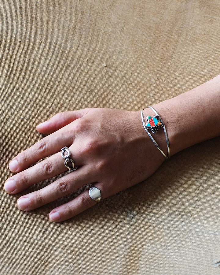 James Maygoats ジェームスメイゴート Navajo Mosaic Inlay Star Bangle A