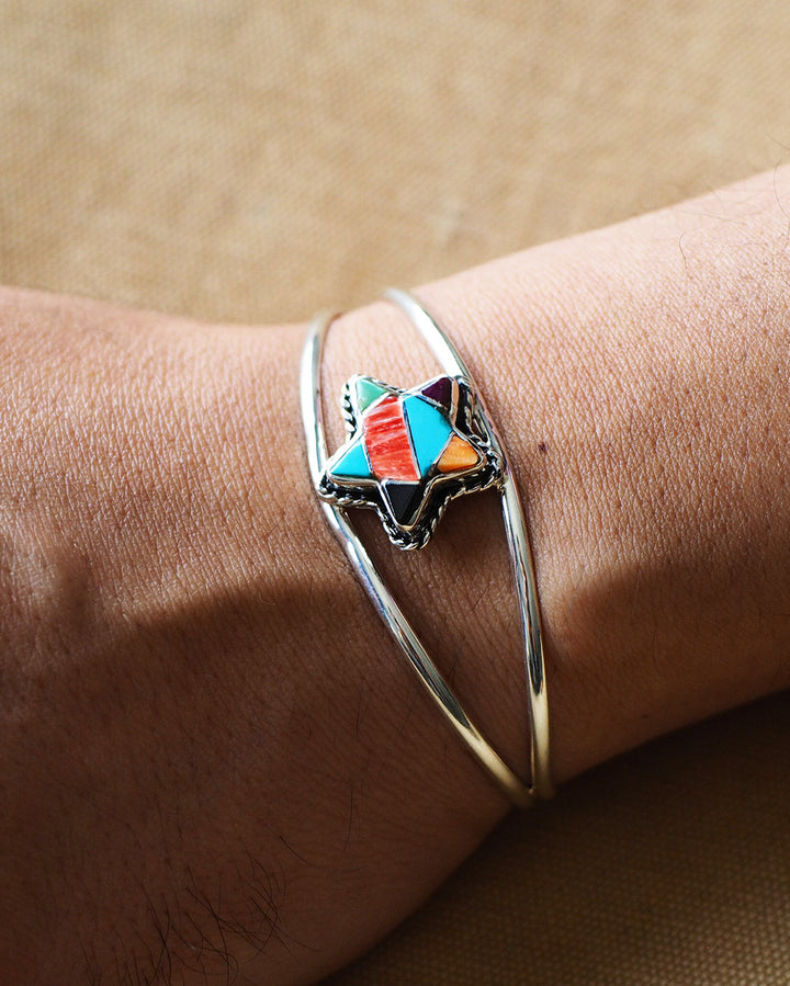 James Maygoats ジェームスメイゴート Navajo Mosaic Inlay Star Bangle A