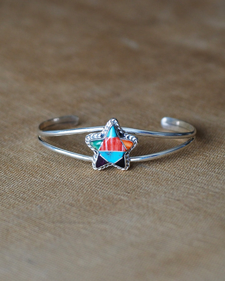 James Maygoats ジェームスメイゴート Navajo Mosaic Inlay Star Bangle B