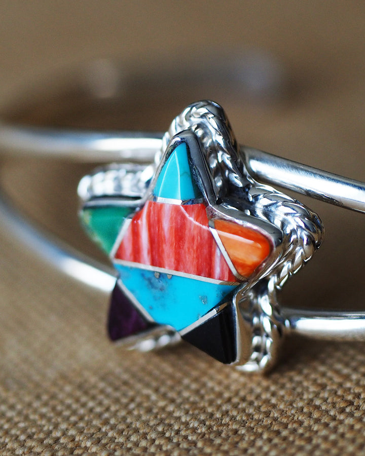 James Maygoats ジェームスメイゴート Navajo Mosaic Inlay Star Bangle B