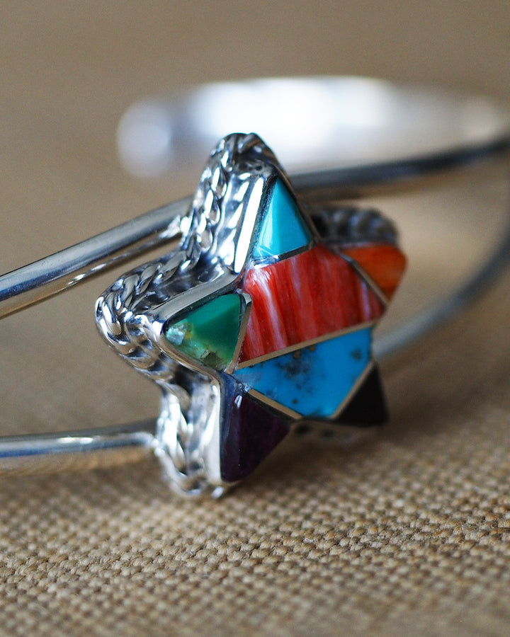 James Maygoats ジェームスメイゴート Navajo Mosaic Inlay Star Bangle B