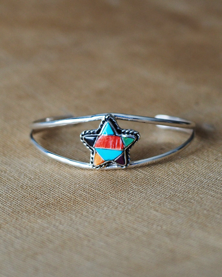 James Maygoats ジェームスメイゴート Navajo Mosaic Inlay Star Bangle A