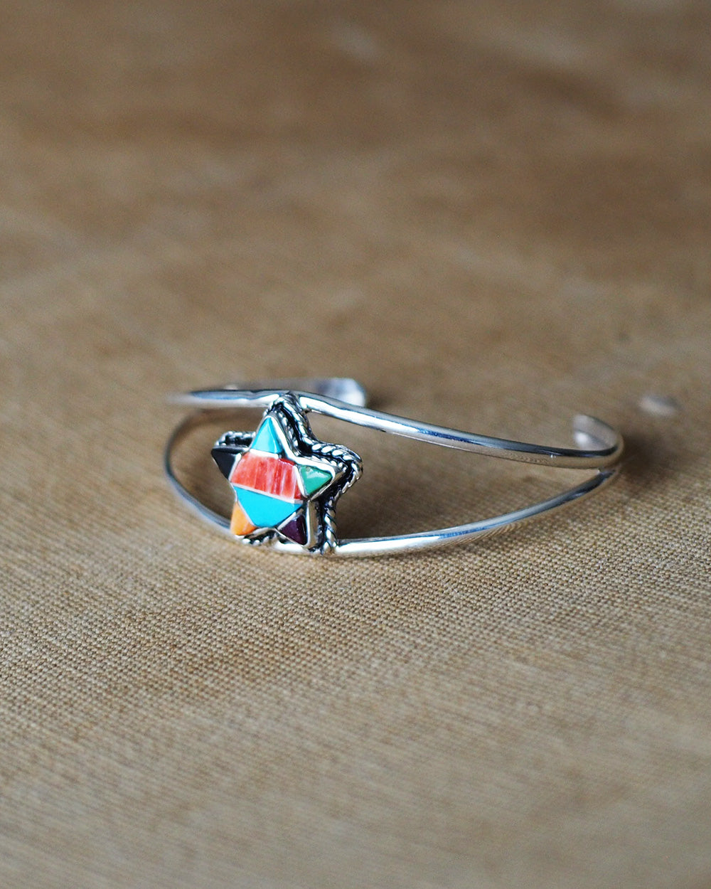 James Maygoats ジェームスメイゴート Navajo Mosaic Inlay Star Bangle A
