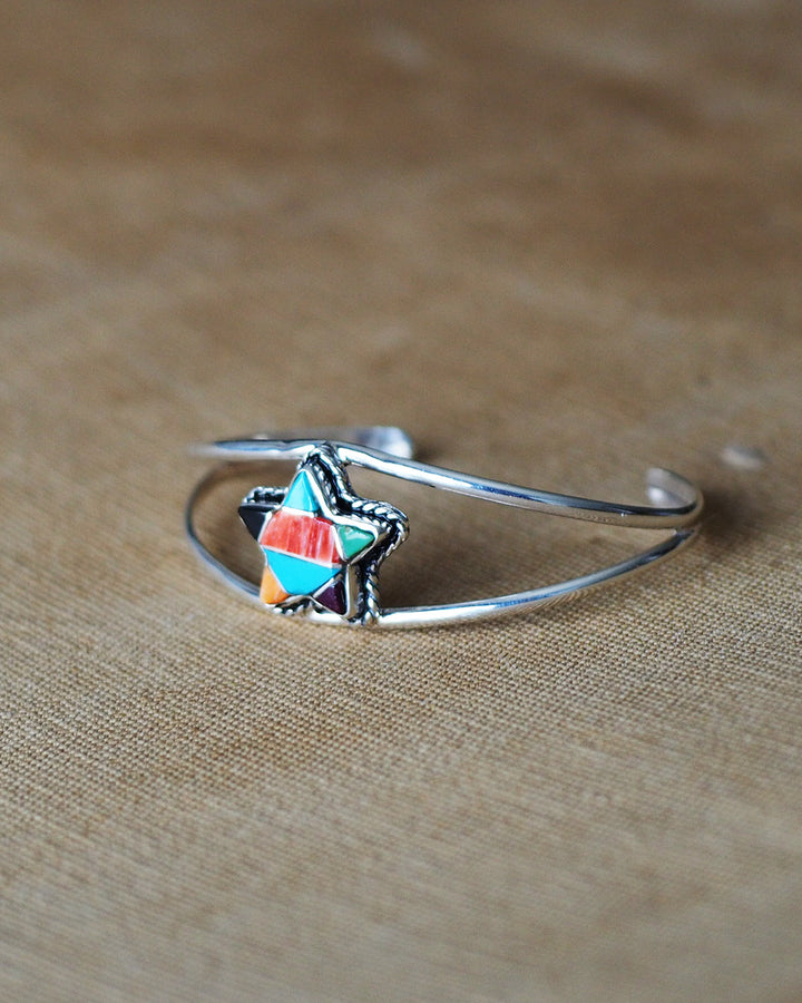 James Maygoats ジェームスメイゴート Navajo Mosaic Inlay Star Bangle A