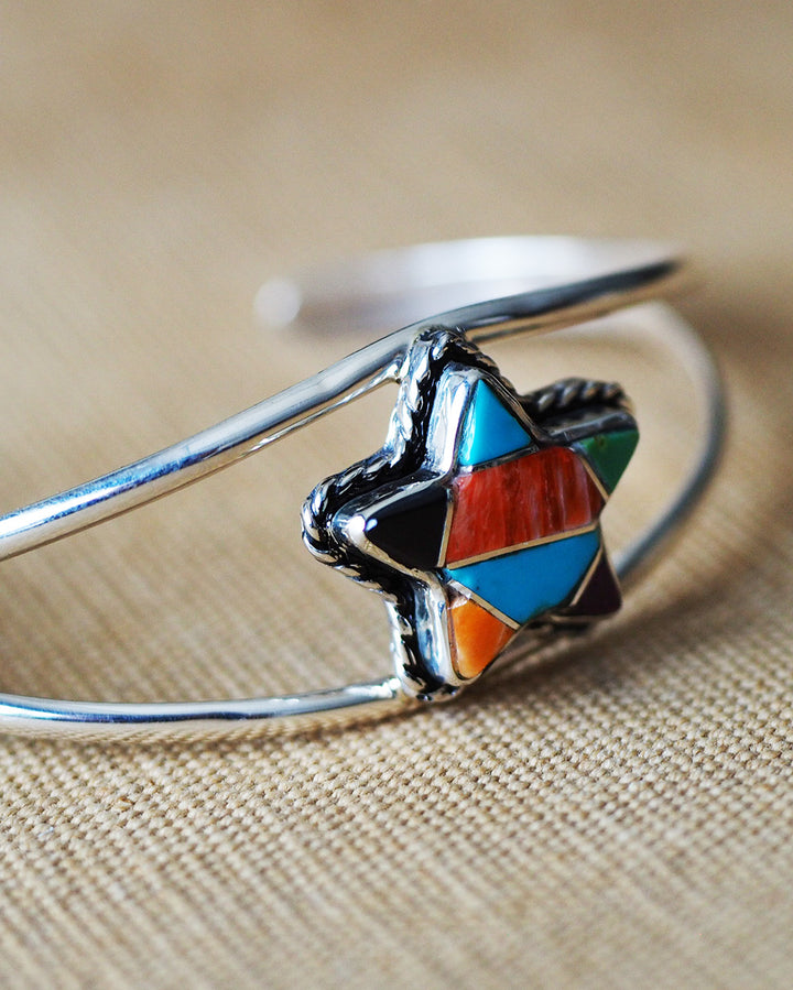 James Maygoats ジェームスメイゴート Navajo Mosaic Inlay Star Bangle A