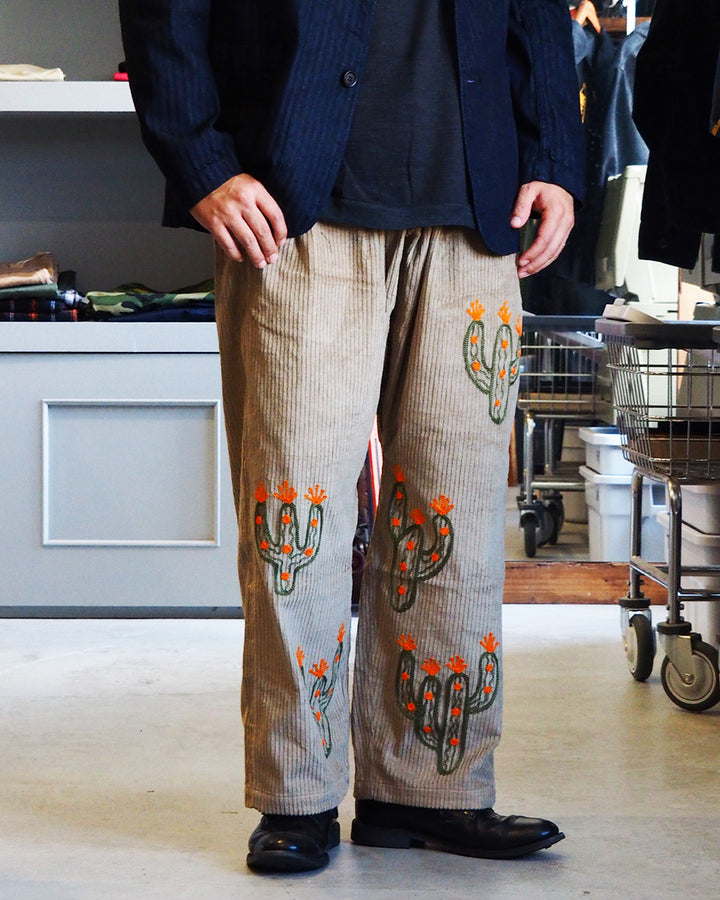 Mr.OLDMAN × JAWANDI ジャワンディ Cactus Embroidery Corduroy Santai Pants