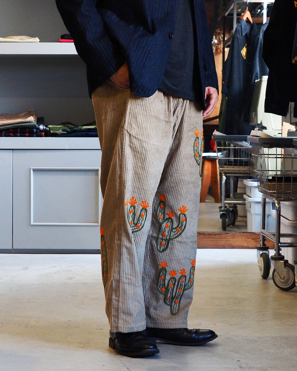 Mr.OLDMAN × JAWANDI ジャワンディ Cactus Embroidery Corduroy Santai Pants