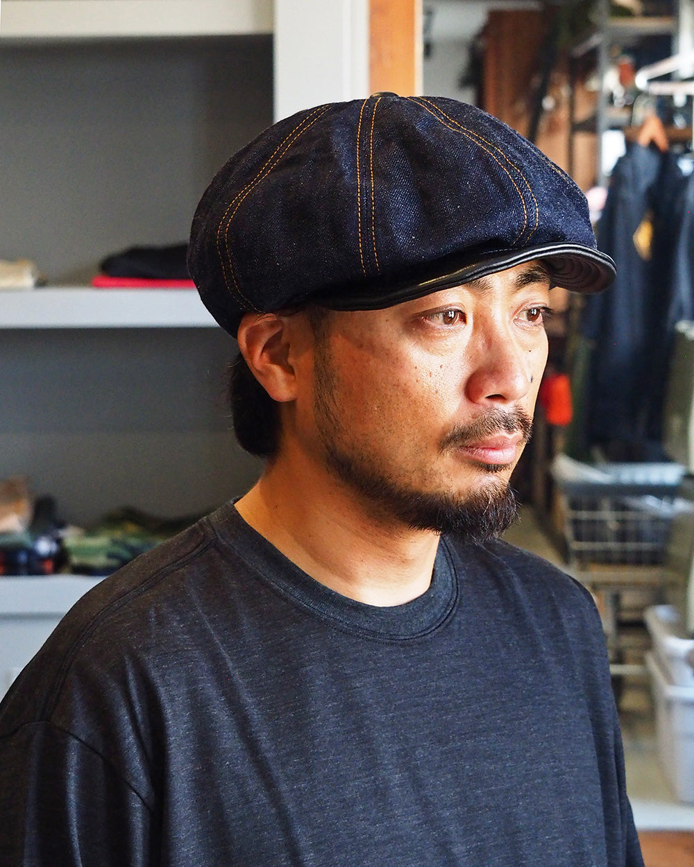 HIGHER ハイヤー HT25020CQ Denim × Leather Brim Casquette