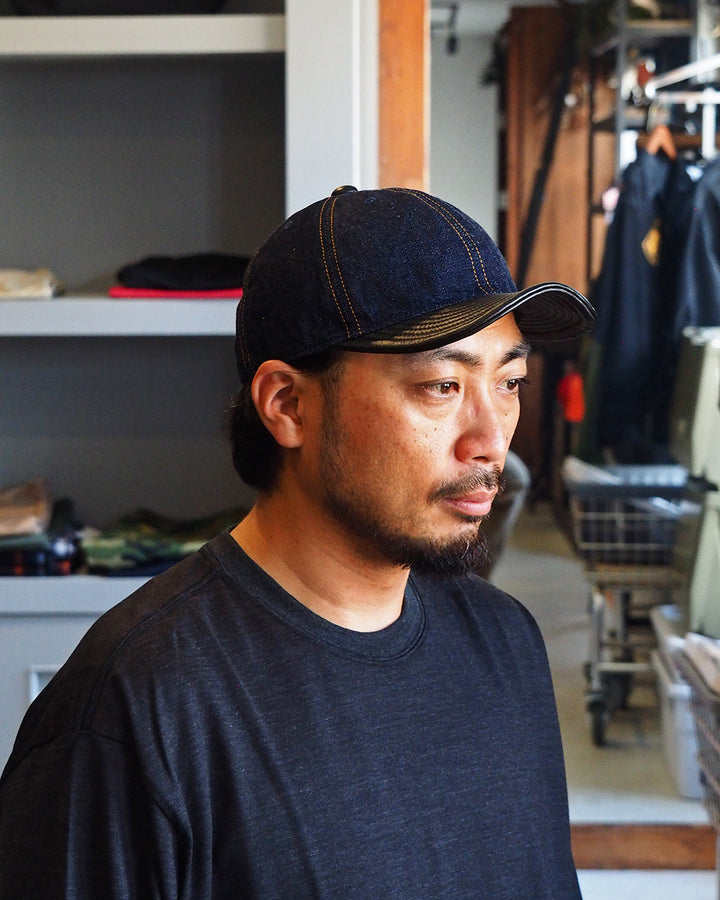 HIGHER ハイヤー HT25020C Denim × Leather Brim Cap