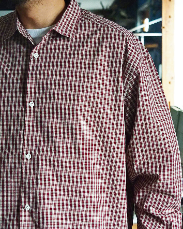 JAMES &amp; CO. STANDARD SHIRT Small Collar Big Shirt -Check- RED