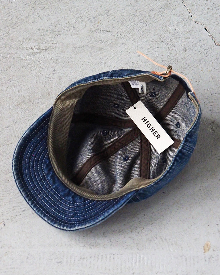 HIGHER ハイヤー HT18006 SELVEDGE DENIM CAP Used Wash