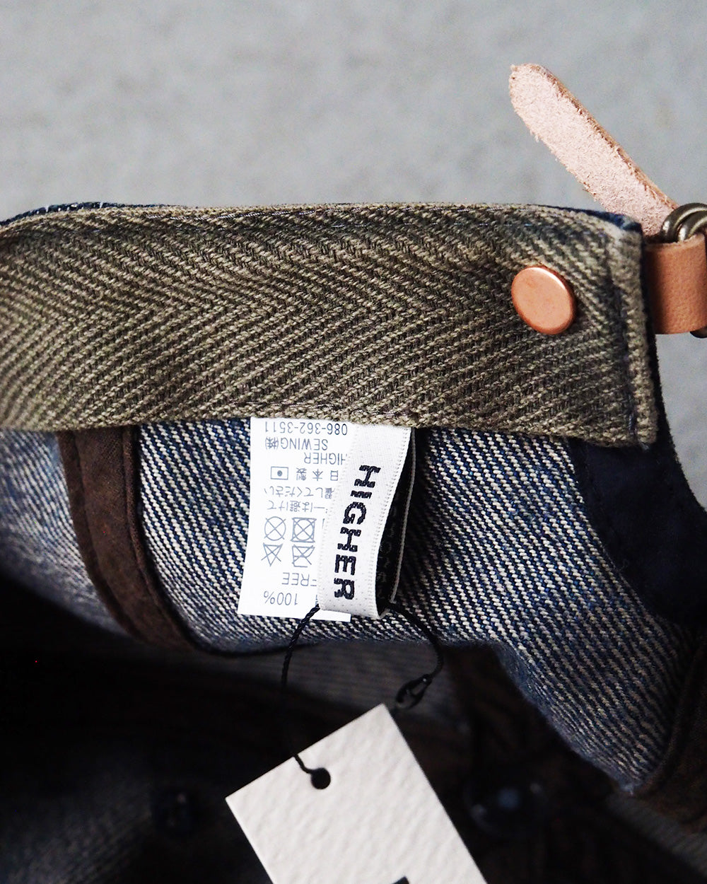HIGHER ハイヤー HT18006 SELVEDGE DENIM CAP Used Wash
