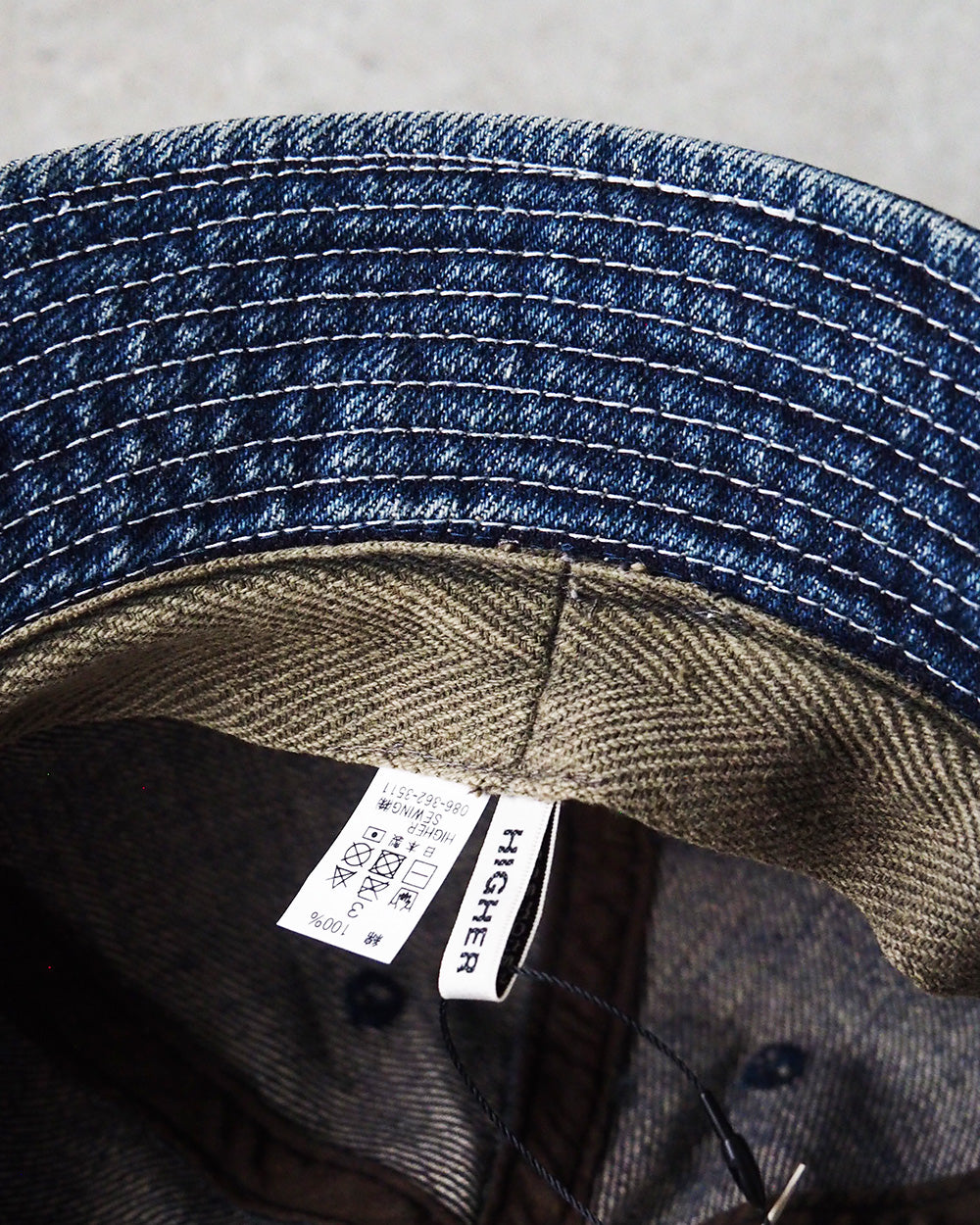 HIGHER ハイヤー HT19005 SELVEDGE DENIM HAT Used Wash