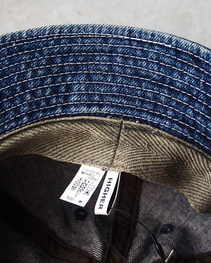 HIGHER ハイヤー HT19005 SELVEDGE DENIM HAT Used Wash