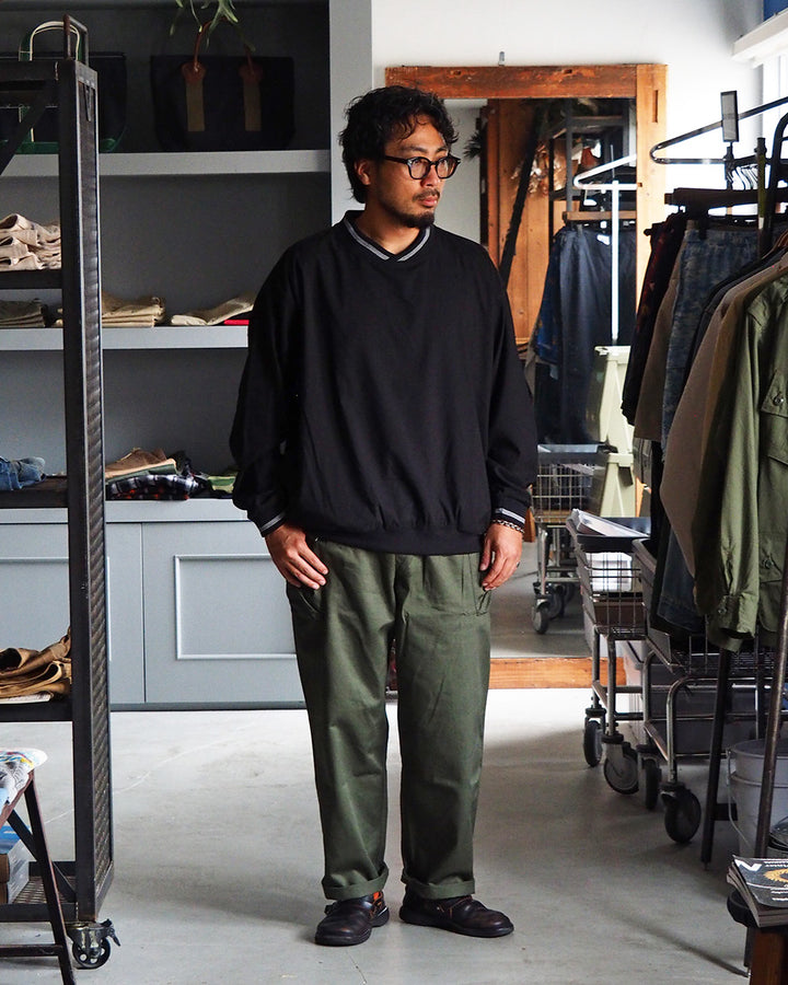 AKWA アクワ Microfiber Windshirt Cross Neck Pullover Black