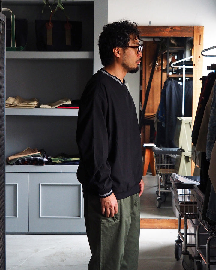 AKWA アクワ Microfiber Windshirt Cross Neck Pullover Black