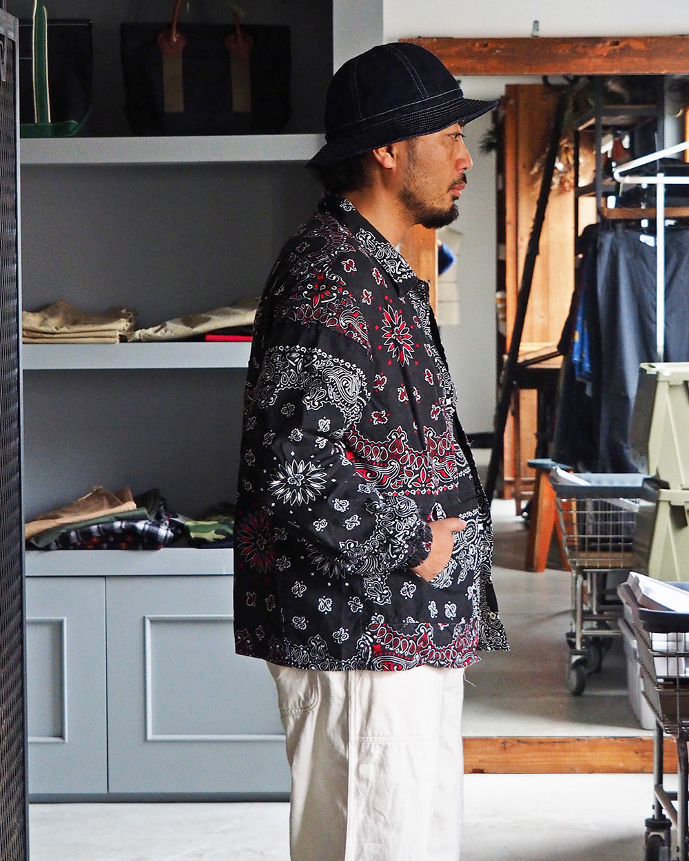 redad レダッド made in USA Bandana Remake Coach Jacket Black A