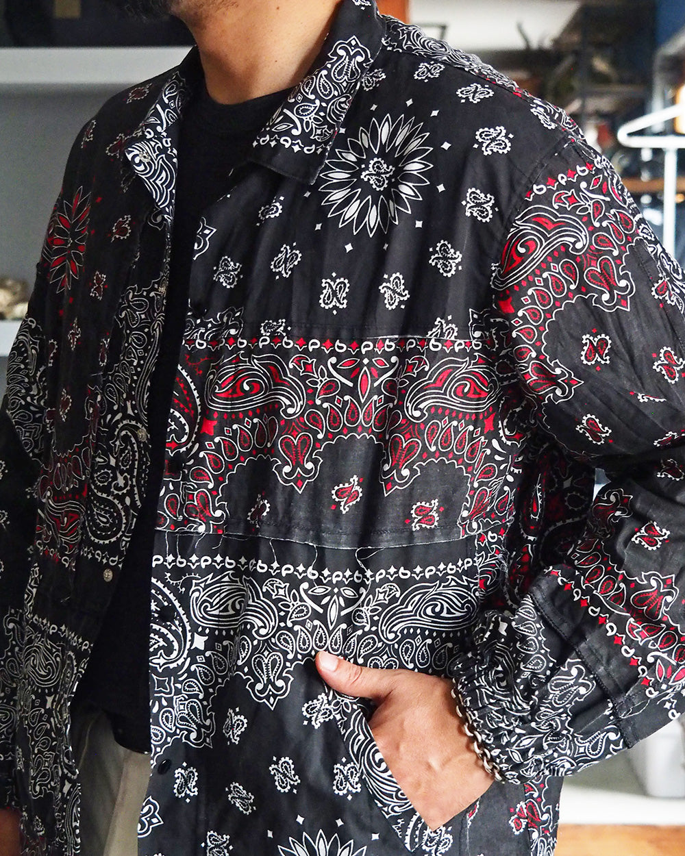 redad レダッド made in USA Bandana Remake Coach Jacket Black A