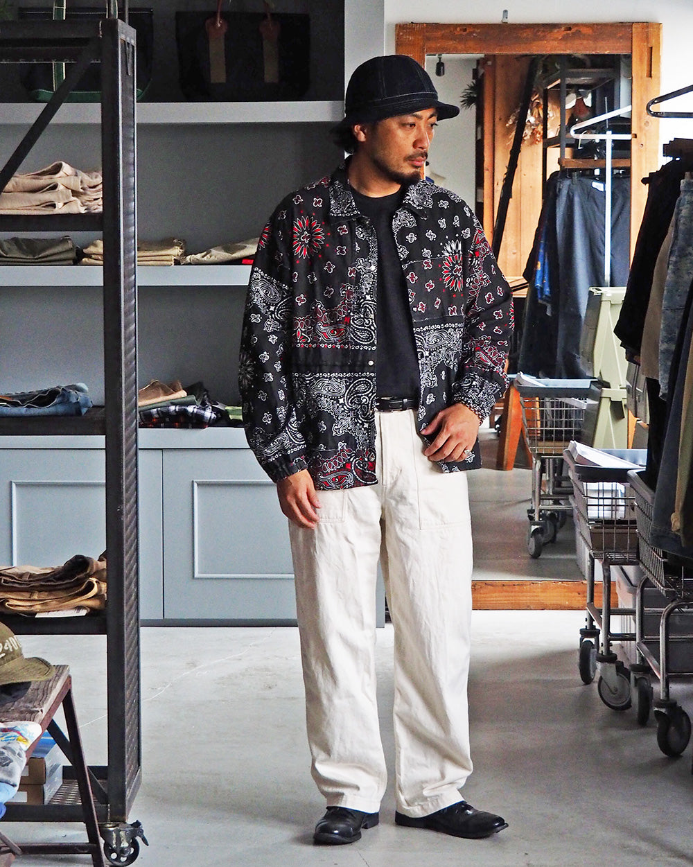 redad レダッド made in USA Bandana Remake Coach Jacket Black B
