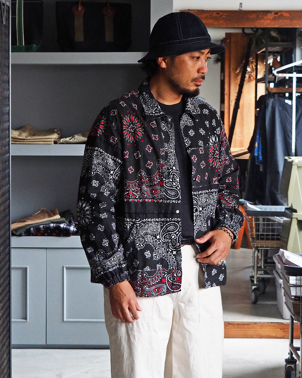 redad レダッド made in USA Bandana Remake Coach Jacket Black B
