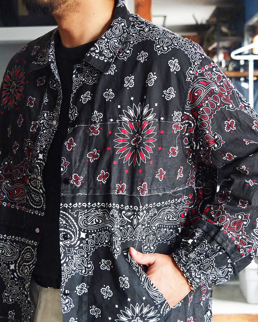 redad レダッド made in USA Bandana Remake Coach Jacket Black B