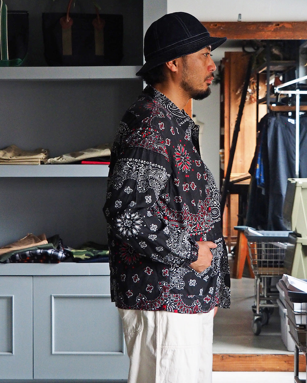 redad レダッド made in USA Bandana Remake Coach Jacket Black C