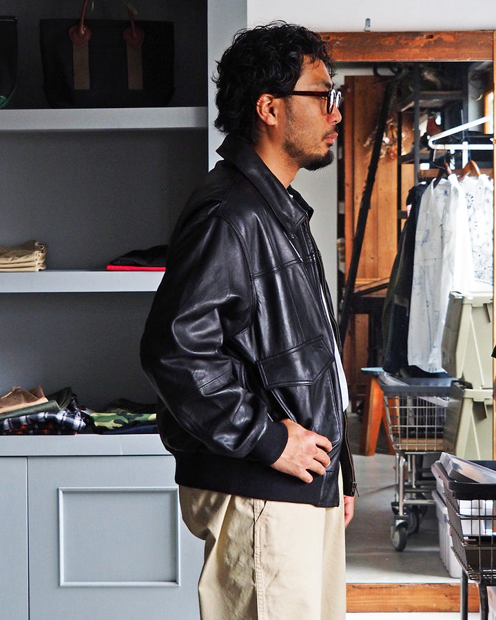 YOUSED ユーズド Remake Leather Urban Flight Jacket A-2 Black