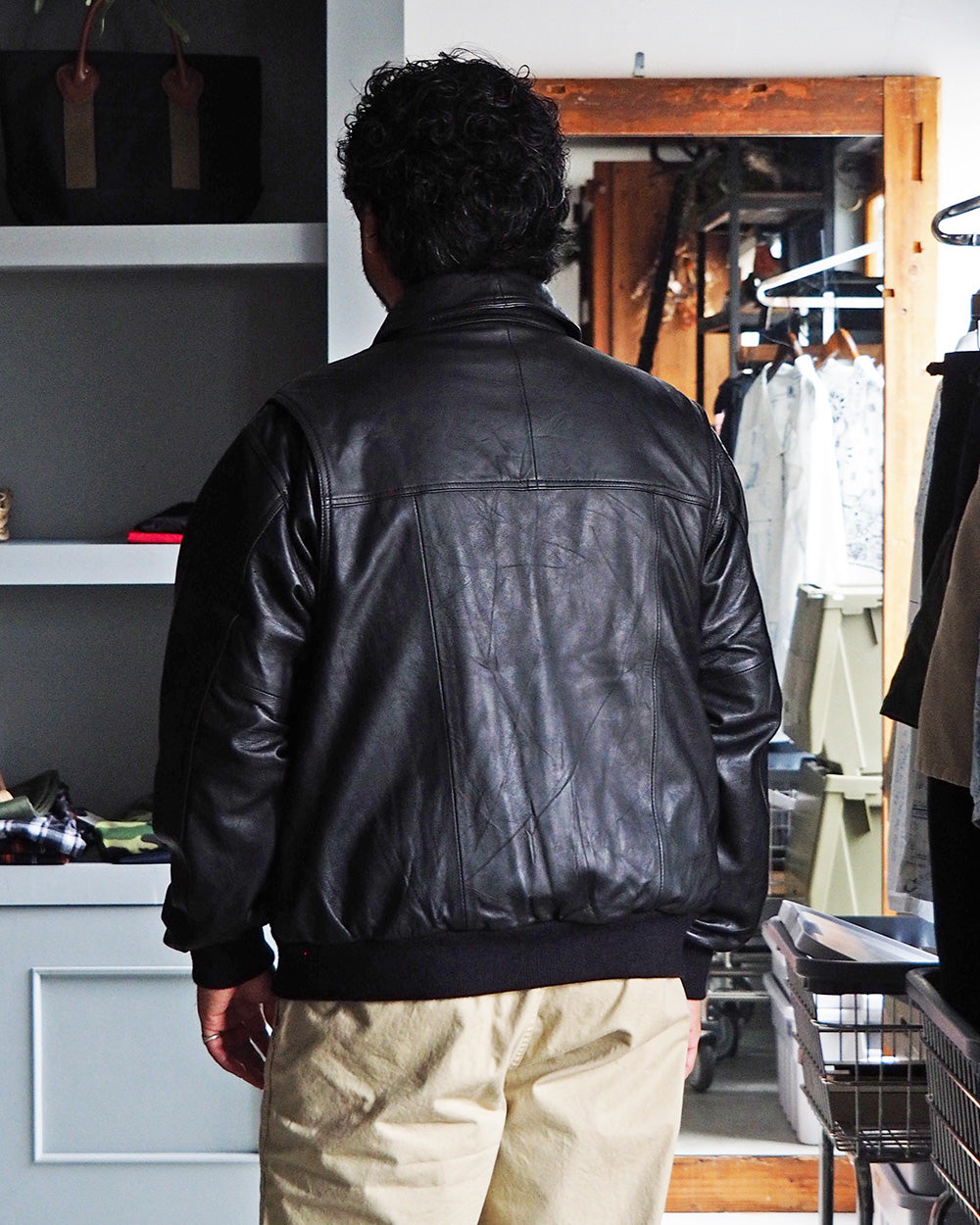 YOUSED ユーズド Remake Leather Urban Flight Jacket A-2 Black
