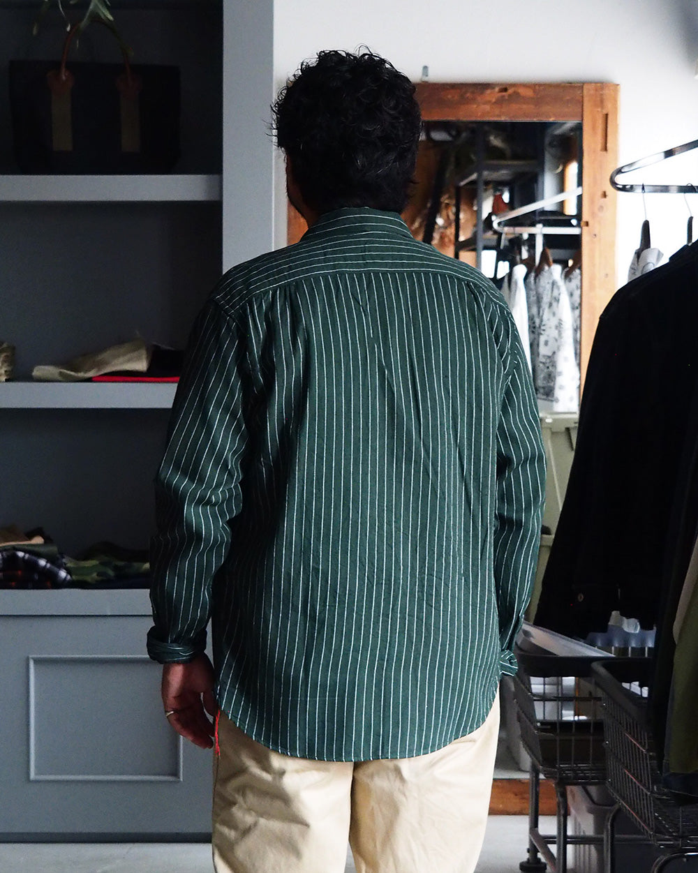 SUGAR CANE シュガーケーン SC28652 COKE STRIPE WORK SHIRT (LONG SLEEVE)  Green