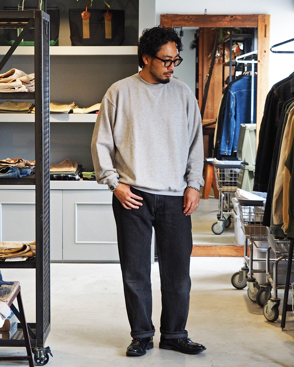melple メイプル Dreamy Crewneck Heather Grey