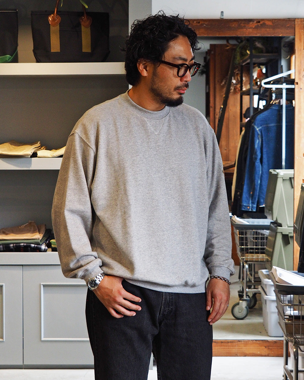 melple メイプル Dreamy Crewneck Heather Grey