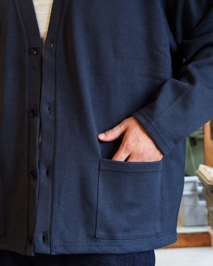 WORKERS Cotton Relax Cardigan, Fade Black